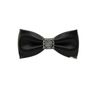 Men's Trendy Handmade Faux Leather Bow Tie With Metal Diamond Edge Accent Fashionable Formal Accessory