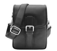 Mens Trendy Smart Crossbody Bag Genuine Leather Messenger Multi Pockets Lucas (Black)