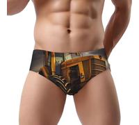 Men's Triangle Briefs - Comfort Soft Stretch Tractor in The Field Print Classic Fit Underwear, with Contour Pouch, Black, M