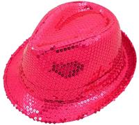 Mens Trilby Hat Sequin Fedora Hat 1920's Gangster Fancy Dress Hat Unisex Sequin Hi Hop Hat Pink