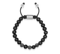 Men's Trio Black Diamond Beaded Bracelet with Matte Onyx- male- Nialaya- Bracelets- Gray- S- Accessories S