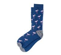 Men's Tropical Pink Flamingo Birds Novelty Crew Dress Trouser Socks - Blue - One size
