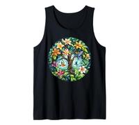 Mens Tropical Tree of Life with Hummingbirds and Flowers Tank Top