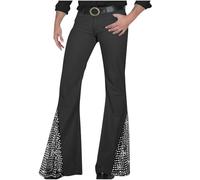 Mens Trousers 70s Vintage Sequin Disco Flare Pants Stylish Dancing Party Solid Color Pant Stage Performances Classic Music Festivals Trousers with Pockets
