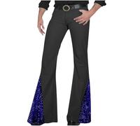 Mens Trousers 70s Vintage Sequin Disco Flare Pants Stylish Dancing Party Solid Color Pant Stage Performances Classic Music Festivals Trousers with Pockets