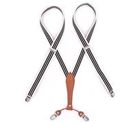Men's Trousers Braces Suspenders with Heavy Duty Clips Multicolor 1 Inch Wide 115 cm Long(Beige Pink)