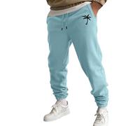 Mens Trousers Casual Smart Christian Cross Print Athletic Sweatpants Elasticated Waist Joggers Tracksuit Bottoms with Pockets, Z01-Light Blue, M