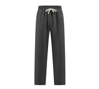 Mens Trousers, Europe And The United States Men's Loose Casual Straight Jacquard Knit Drawstring Sports Pants (Grey, L)