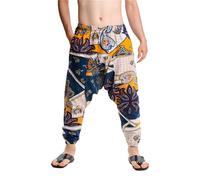 Men's Trousers Harem Pants for Men Fashion Casual Beach Trousers Colorful Print Cotton Linen Pants Plus Size Street Party Trousers Handsome Jogging Yoga Pants Holiday Essentials Beige