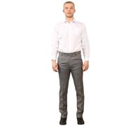 Mens Trousers Hidden Elastic Waist Adjustable Waistband Smart Formal Work Office Dress Pants Straight Leg Flat Front Business Easy Care Polyester Viscose Mens Slacks Pockets Grey 40/29