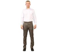 Mens Trousers Hidden Elastic Waist Adjustable Waistband Smart Formal Work Office Dress Pants Straight Leg Flat Front Business Easy Care Polyester Viscose Mens Slacks Pockets Brown 48/29