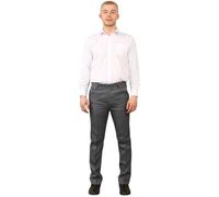 Mens Trousers Hidden Elastic Waist Adjustable Waistband Smart Formal Work Office Dress Pants Straight Leg Flat Front Business Easy Care Polyester Viscose Mens Slacks Pockets Air Force 44/27