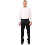 Mens Trousers Hidden Elastic Waist Adjustable Waistband Smart Formal Work Office Dress Pants Straight Leg Flat Front Business Easy Care Polyester Viscose Mens Slacks Pockets Black 48/29