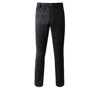 Mens Trousers Pants Brocade VTG Gothic Aristocrat Steampunk Side Braiding Trim - Black -