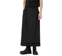 Men's Trousers Skirt Irregular Traditional Skirt Large Size Men's Trousers Plain Samurai Hakama Harem Trousers Plain Baggy Streetwear Kilt Japanese Style Skirt, U Black, XXL