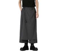 Men's Trousers Skirt Irregular Traditional Skirt Large Size Men's Trousers Plain Samurai Hakama Harem Trousers Plain Baggy Streetwear Kilt Japanese Style Skirt, U Grey, 4XL