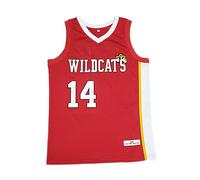 Men's Troy Bolton 14 Chad Danforth 8 Basketball Jersey East High School Wildcats Hip Hop Workout Shirts, Red Bolton, Large