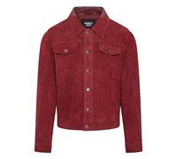 Mens Trucker Burgundy Goat Suede Western Leather Jeans Jacket