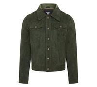 Mens Trucker Green Goat Suede Western Leather Jeans Jacket