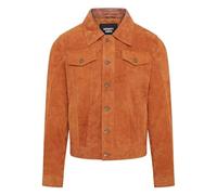 Mens Trucker Tan Goat Suede Western Leather Jeans Jacket