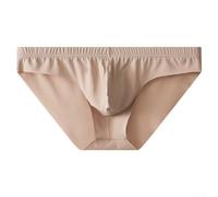 Men's Trunks Seamless Bulge Pouch Underwear Breathable Moisture Wicking Briefs Solid Retro Style M-2XL(khaki XL)