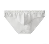 Men's Trunks Seamless Bulge Pouch Underwear Breathable Moisture Wicking Briefs Solid Retro Style M-2XL(White XL)