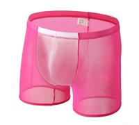 Men's Trunks Underwear, 3-Pack, Mesh Front Sheer Boxer Shorts, Ultra-Thin Stretch Fabric, Breathable Comfort Fit, for Men(L Pink)