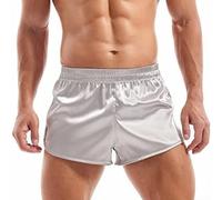 Men's Trunks Underwear, 4-Pack, Satin-Like Smooth Loose Fit with Side Fork Design, Breathable Stretch Fabric, for Casual Wear Home Sleep and Sports(M Grey)