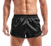 Men's Trunks Underwear, 4-Pack, Satin-Like Smooth Loose Fit with Side Fork Design, Breathable Stretch Fabric, for Casual Wear Home Sleep and Sports(M Black)