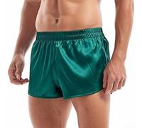 Men's Trunks Underwear, 4-Pack, Satin-Like Smooth Loose Fit with Side Fork Design, Breathable Stretch Fabric, for Casual Wear Home Sleep and Sports(XL Green)