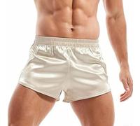 Men's Trunks Underwear, 4-Pack, Satin-Like Smooth Loose Fit with Side Fork Design, Breathable Stretch Fabric, for Casual Wear Home Sleep and Sports(XL Beige)
