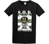 Mens Tshirt Funny S.O.D. Speak English Or Die Tee Shirts for Adult Size L Black