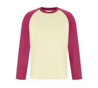 Men's Tshirt Raglan Patchwork Shirt Men Round Neck Men's Tops Plus Size Mens T-Shirts Casual Men T Shirts Cotton Men Sweatshirt Long Sleeve Mens Pullover Hot Pink