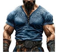 Mens Tshirt Summer Short Sleeve V Neck Tops Vintage Lightweight Casual Shirts Comfy Beach Holiday Tee