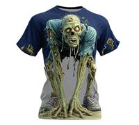 Mens Tshirts Short Sleeve Crew Neck 3D Graphic Tee Novelty Horror T Shirts Soft Lightweight Funny Skull Shirt Casual Cotton Summer Tops Stretchy Streetwear T-Shirts Classic Work Basic