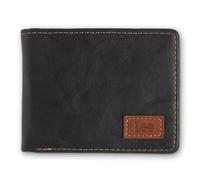 Men's Tumbled Leather Bifold Wallet, Black