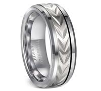 Mens Tungsten Rings 8mm, Wheat Pattern Anxiety Spinner Rings Size L to Z | Engagement Ring Comfort Fit, Promise Ring Minimalist