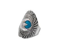 Mens Turquoise Ring, 925 Sterling Silver Rings for Men Jewelry Thai Silver Eagle Band Ring （Size 8 to 12）
