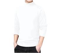 Mens Turtleneck Jumper Long Sleeve Crewneck Cotton Pullover Plain Color Versatile Sweatshirt Mock Neck Undershirt Cable Pattern Sweater Breathable Knitwear Autumn Gym Tops Plus Size