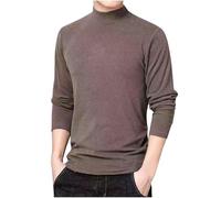 Mens Turtleneck Jumper Long Sleeve Crewneck Cotton Pullover Plain Color Versatile Sweatshirt Mock Neck Undershirt Cable Pattern Sweater Breathable Knitwear Autumn Gym Tops Plus Size