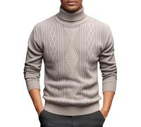 Men's Turtleneck Jumper Long Sleeve Roll Neck Top for Men Basic T-Shirt Lightweight Turtle Neck Sweater Pullover V Neck Jumpers for Men UK Grey