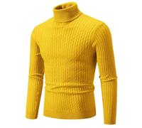 Men's Turtleneck Jumpers | High Roll Neck Sweater | Slim Fit Pullover Undershirt | Long Sleeve Knitted Jumper Men Casual Winterwear Sweater Ribbed Knitwear Warm Solid Color Winter Top Yellow