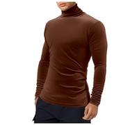 Men's Turtleneck Pullover Slim Fit Long Sleeve Shirts Turtleneck Sweater Basic Shirt Elastic Stand-Up Collar Shirt Autumn Winter T-Shirt Long Sleeves Simple Casual Base Top, O coffee., L