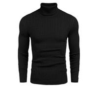 Mens Turtleneck Shirts, Long Sleeve Ribbed Thermal Base Layer Tops for Men, Casual High Roll Neck Winter Jumper, Slim Fit Solid Knit Sweater, Warm Baselayer Pullover Bottoming Shirt for Casual, Work