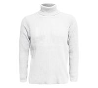 Mens Turtleneck Sweater High Roll Neck Jumper Autumn, Winter Full Long Sleeve Cable Knitted Pullover Jumpers for Men UK Slim Fit Sweaters Warm Solid Color Thick Knitwear White