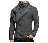 Mens Turtleneck Sweater - Long Sleeve Pullover Sweatshirt Quarter Zip Jumper Slim Fit Pullover Solid Color Knit Sweater Casual Pullover Sweater Turtle Neck Ribbed Knitted Jumper Dark Gray