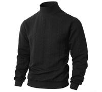 Men's Turtleneck Sweater Regular for Fit Cotton Blend Warm Pullover for Winter Casual Daily Wear Sizes S-3XL(Black XXL)