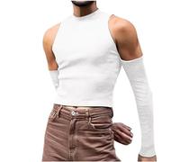 Men's Turtleneck Tank Tops Sweater Sleeveless Shirts Casual Basic Pullover Ribbed Knit Shirts Pullover Sport Solid Tee