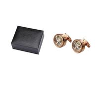 Men's Tuxedo Cufflink Movement Tourbillon Cufflinks For Mens Wedding Groom Mechanical Watch Steampunk Gear(Light Yellow Gold)