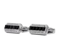Men's Tuxedo Cufflink Rhinestone Crystal Cufflinks Square Cuff Links Shirt Button Jewelry Wedding For Men(Black Plated)